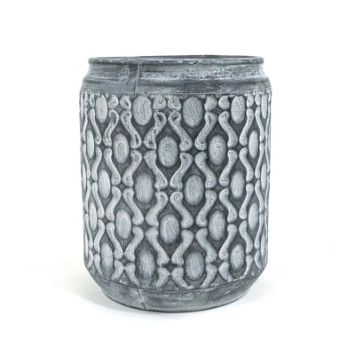 Gloria Grey Metal Planter Oxidized