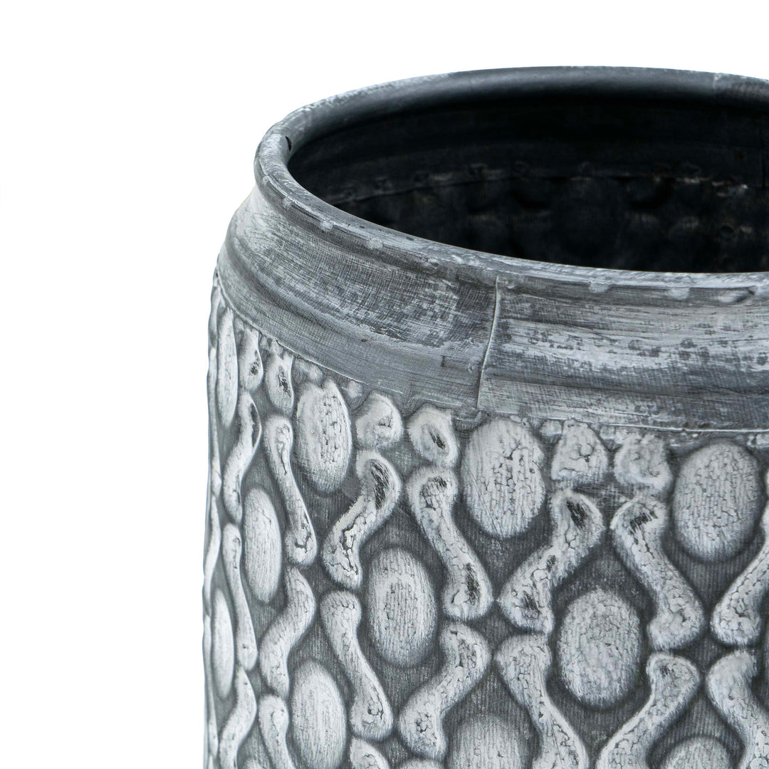 Gloria Grey Metal Planter Oxidized