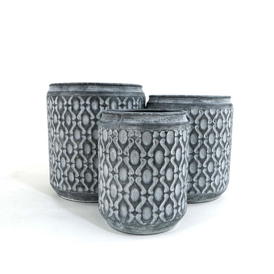 Gloria Grey Metal Planter Oxidized