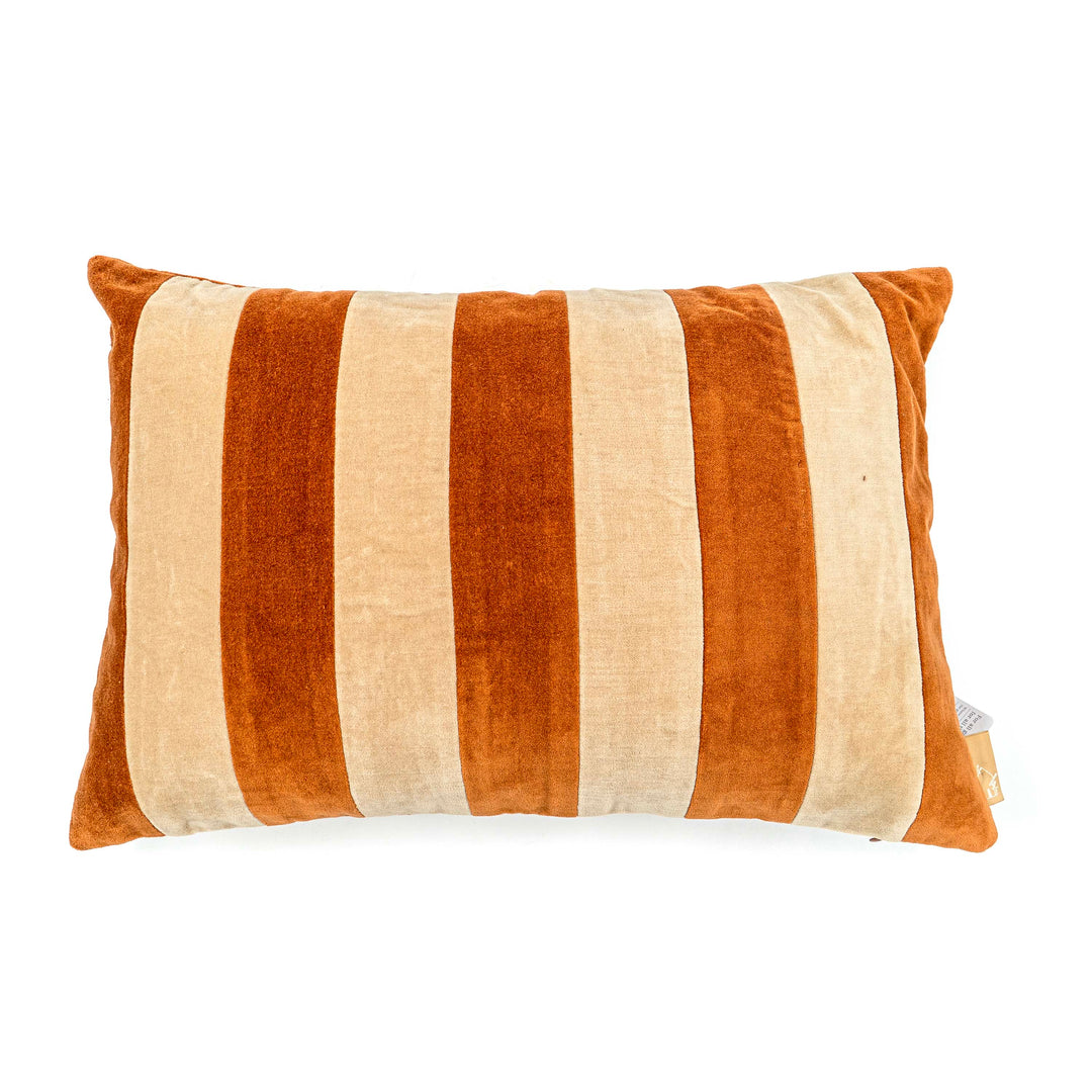 Willow Burnt Orange Velvet Stripe Cushion Cover