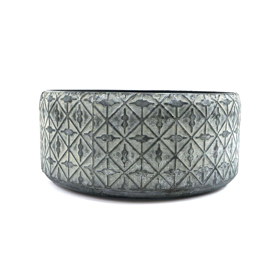 Sarah Oxidized Round Metal Planter