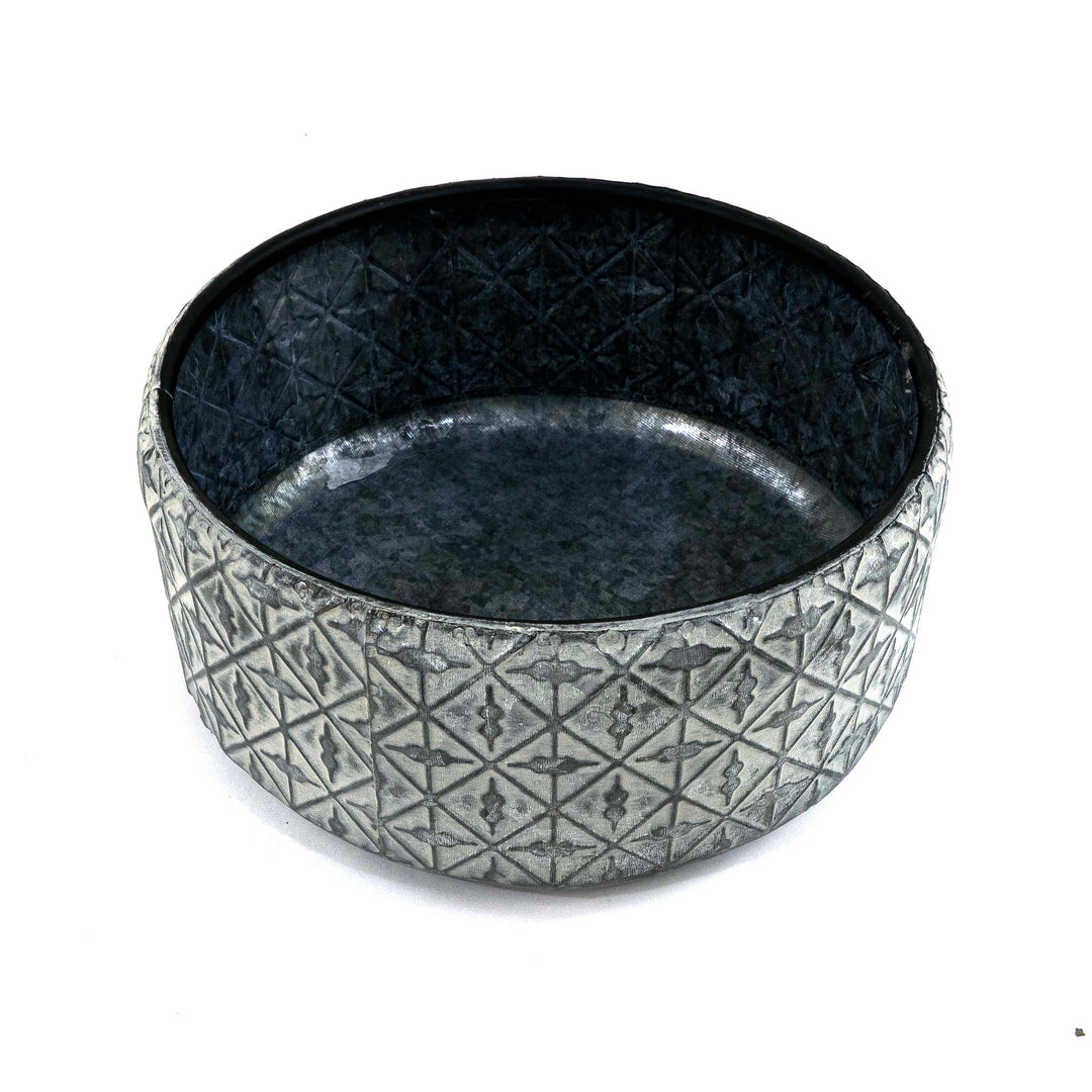 Sarah Oxidized Round Metal Planter