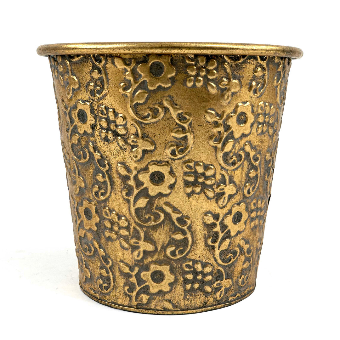 Metal Floral Wide Planter