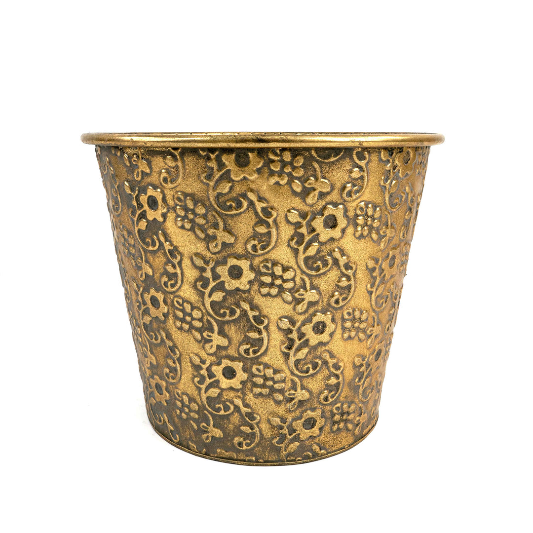 Metal Floral Wide Planter