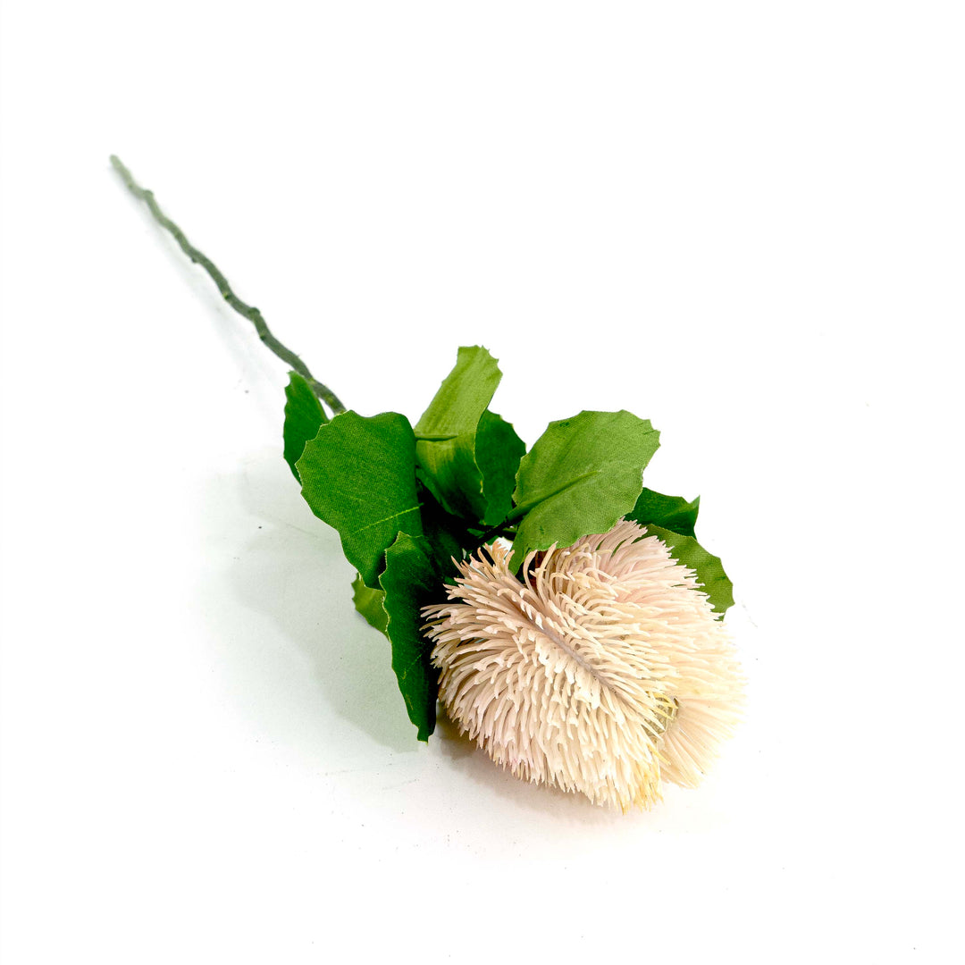 Faux Banksia Flower with Foliage in Dusty Pink