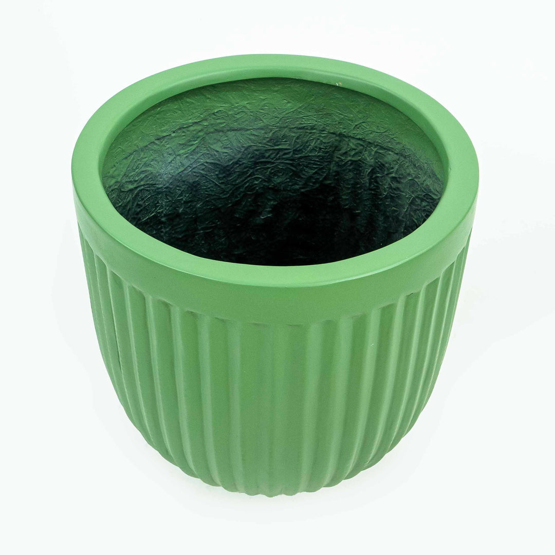 Fluted Tall FRP Green Pot