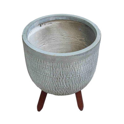 Egg Shaped Planter With Wooden Legs