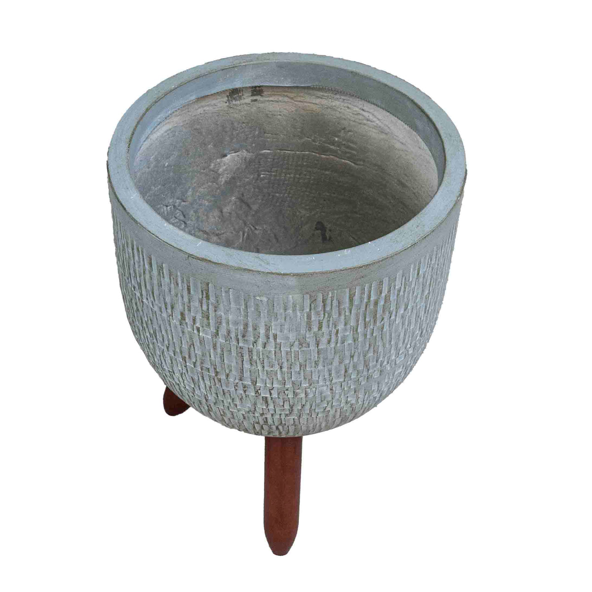 Egg Shaped Planter With Wooden Legs