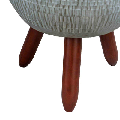 Egg Shaped Planter With Wooden Legs