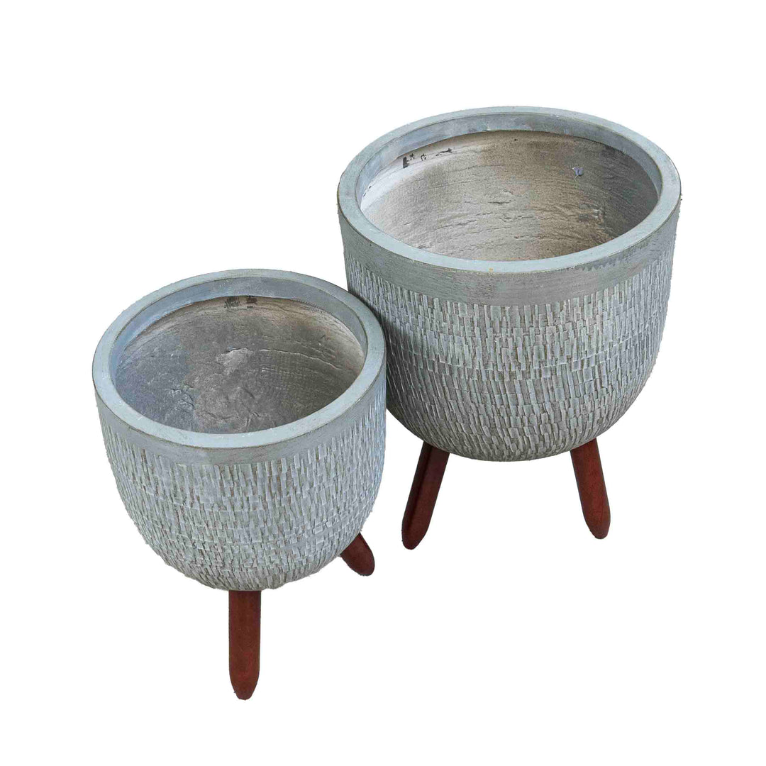 Egg Shaped Planter With Wooden Legs