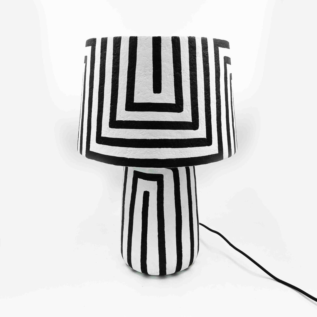 Handpainted Paper Mache Zebra Stripe Tall Table Lamp