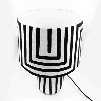 Handpainted Paper Mache Zebra Stripe Tall Table Lamp