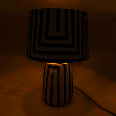 Handpainted Paper Mache Zebra Stripe Tall Table Lamp