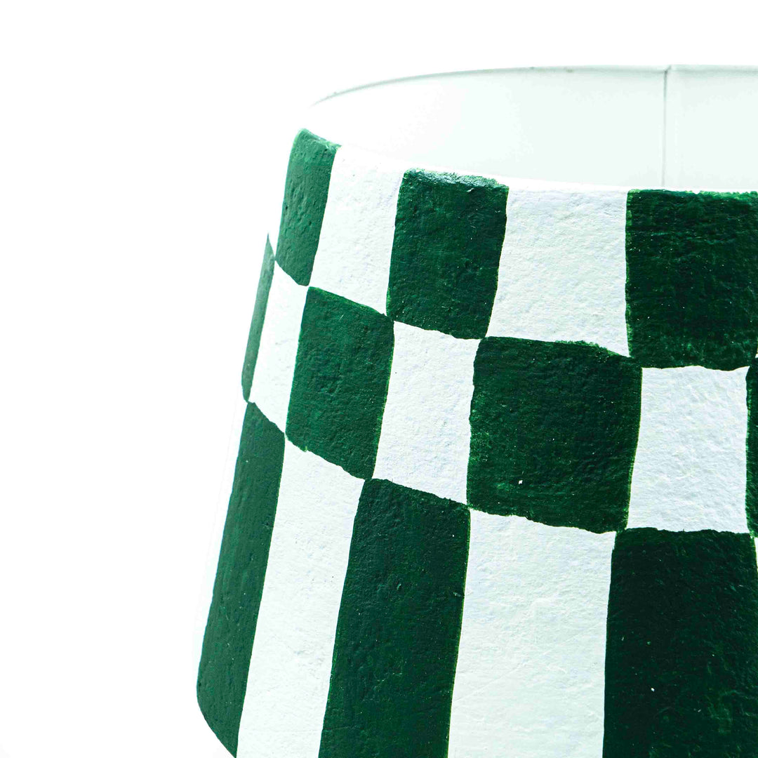 Hand Painted Paper Mache Table Lamp - Green