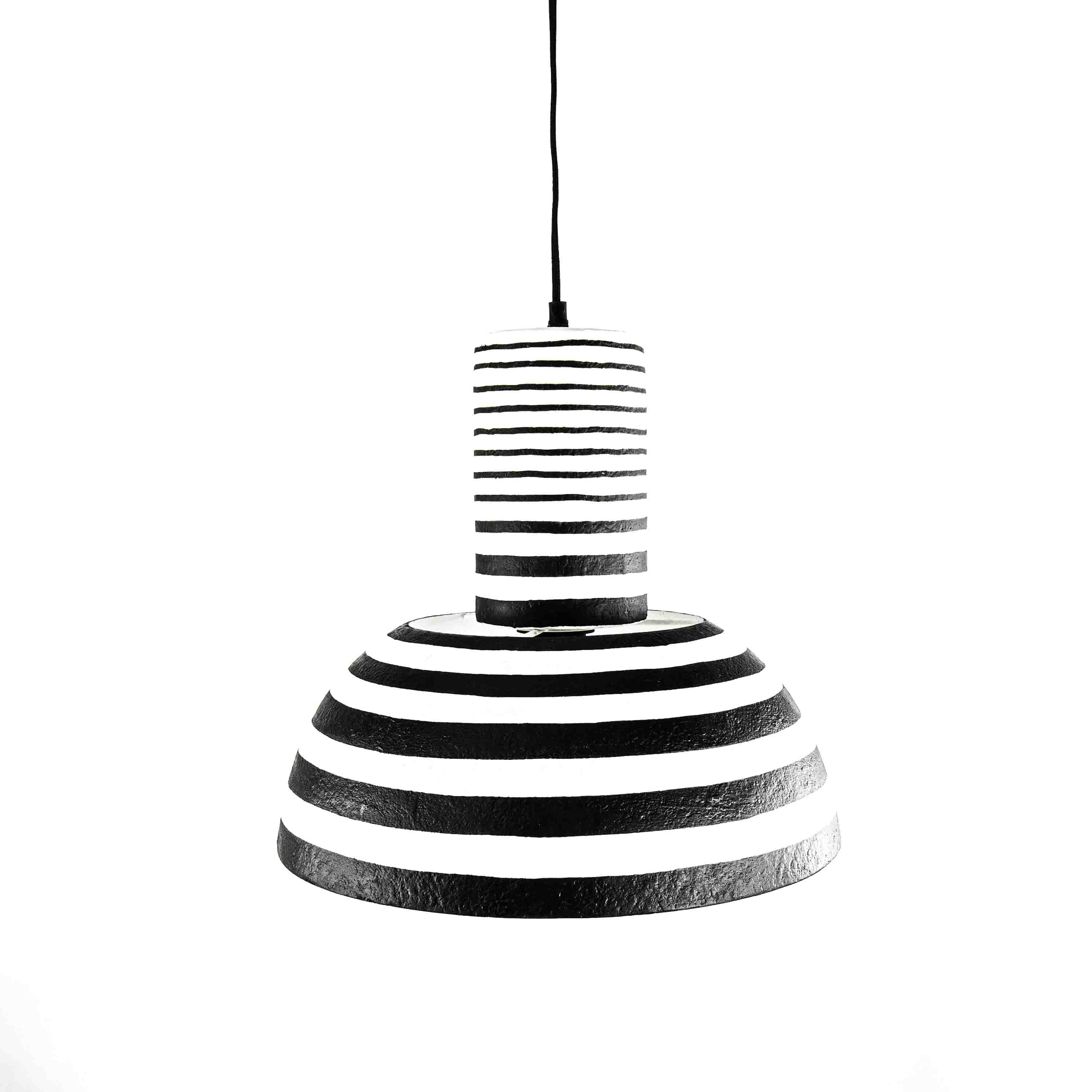 Hand Painted Paper Mache Wide Pendant Lamp