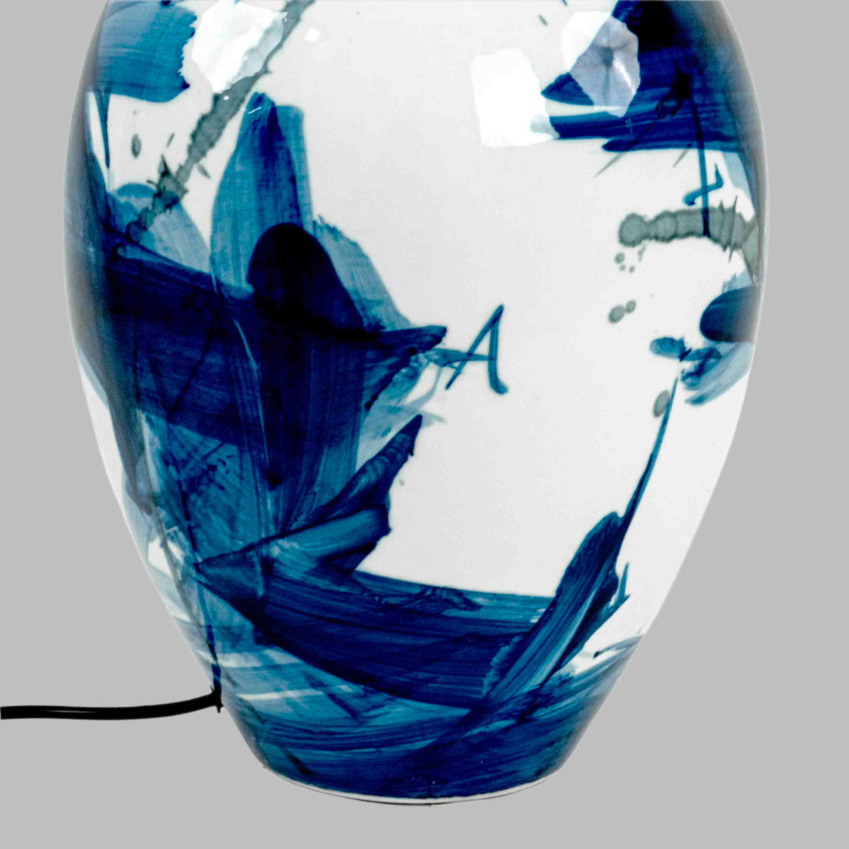 Hand Painted Ceramic Blue Table Lamp With Shade
