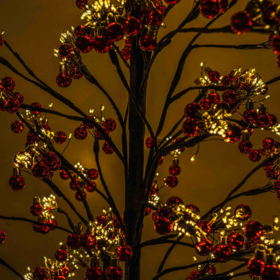 Warm White Led Tree With Red Ball And Adapter