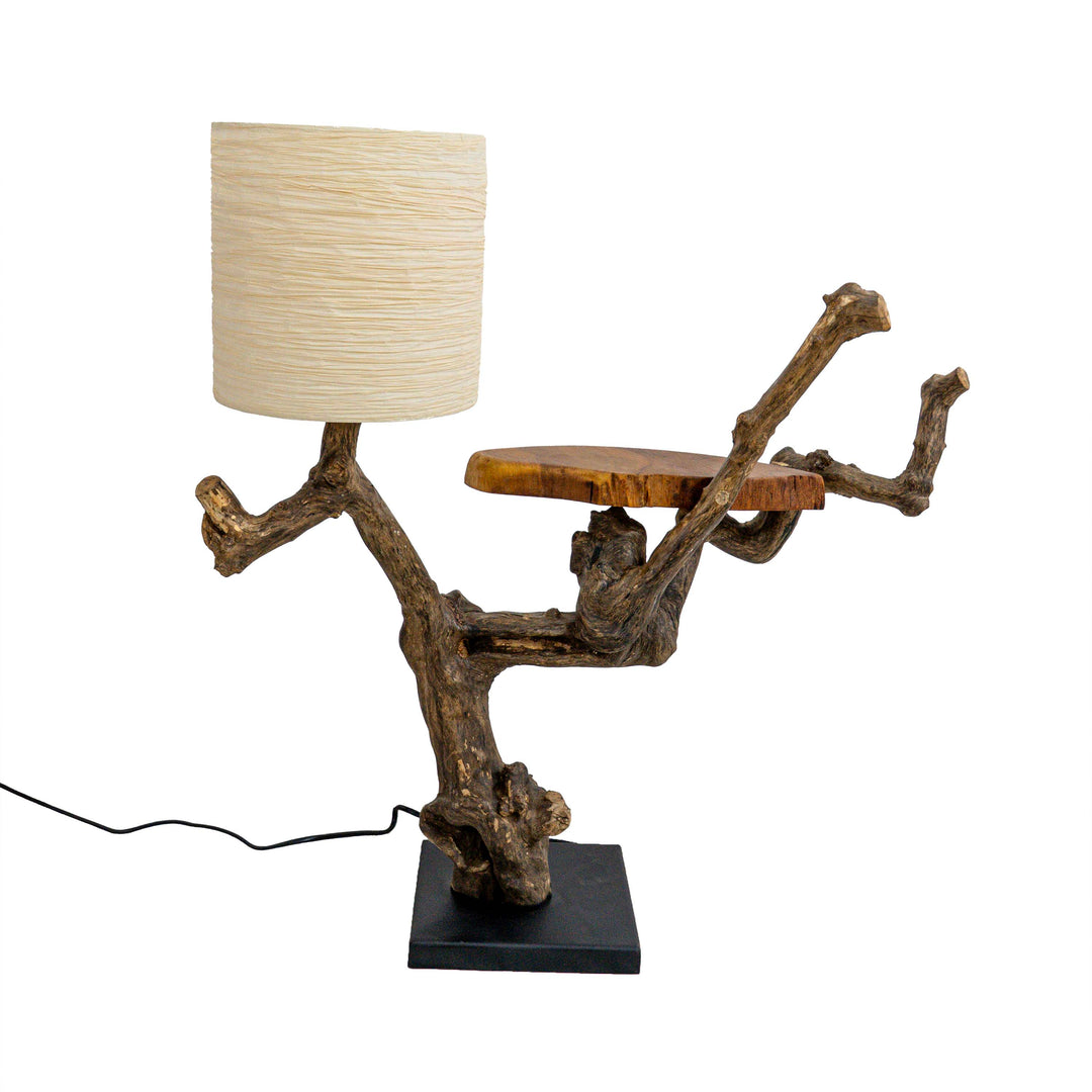 Fujedee Natural Stem Lamp with Tray Shelf