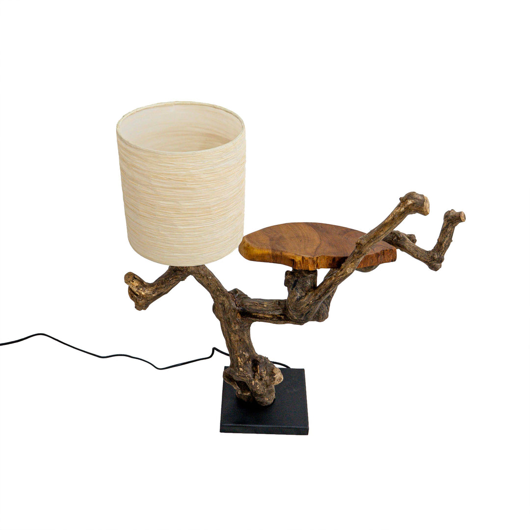Fujedee Natural Stem Lamp with Tray Shelf