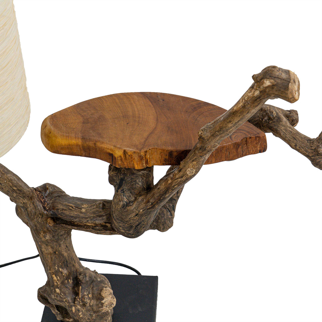 Fujedee Natural Stem Lamp with Tray Shelf