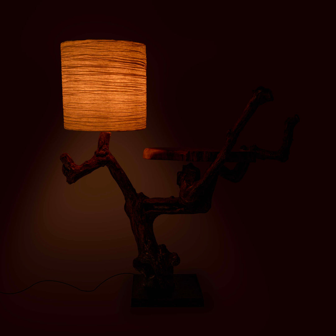 Fujedee Natural Stem Lamp with Tray Shelf
