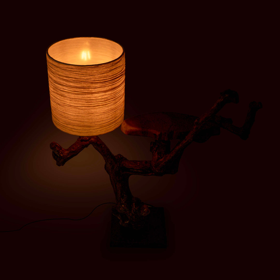 Fujedee Natural Stem Lamp with Tray Shelf