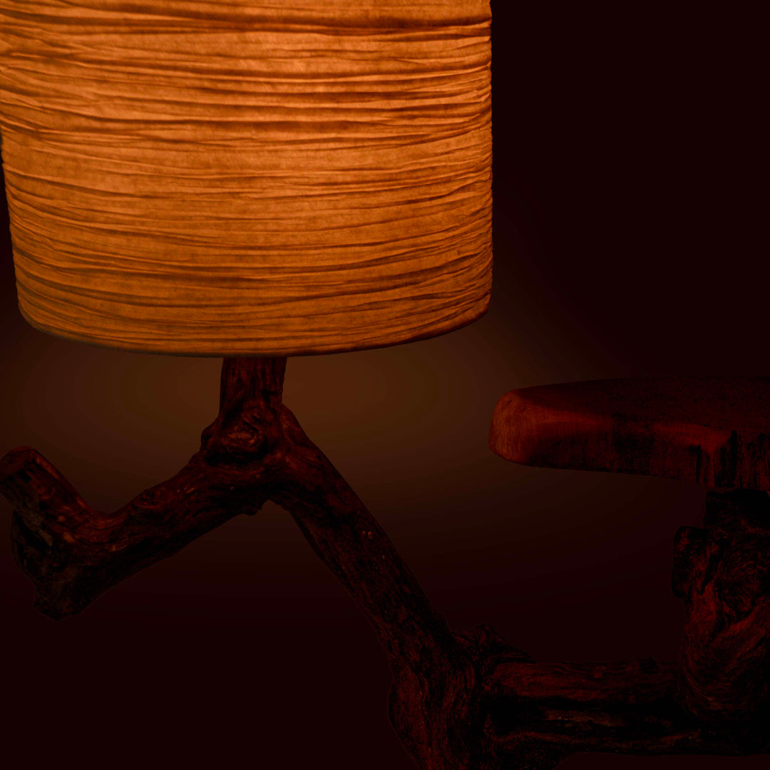 Fujedee Natural Stem Lamp with Tray Shelf