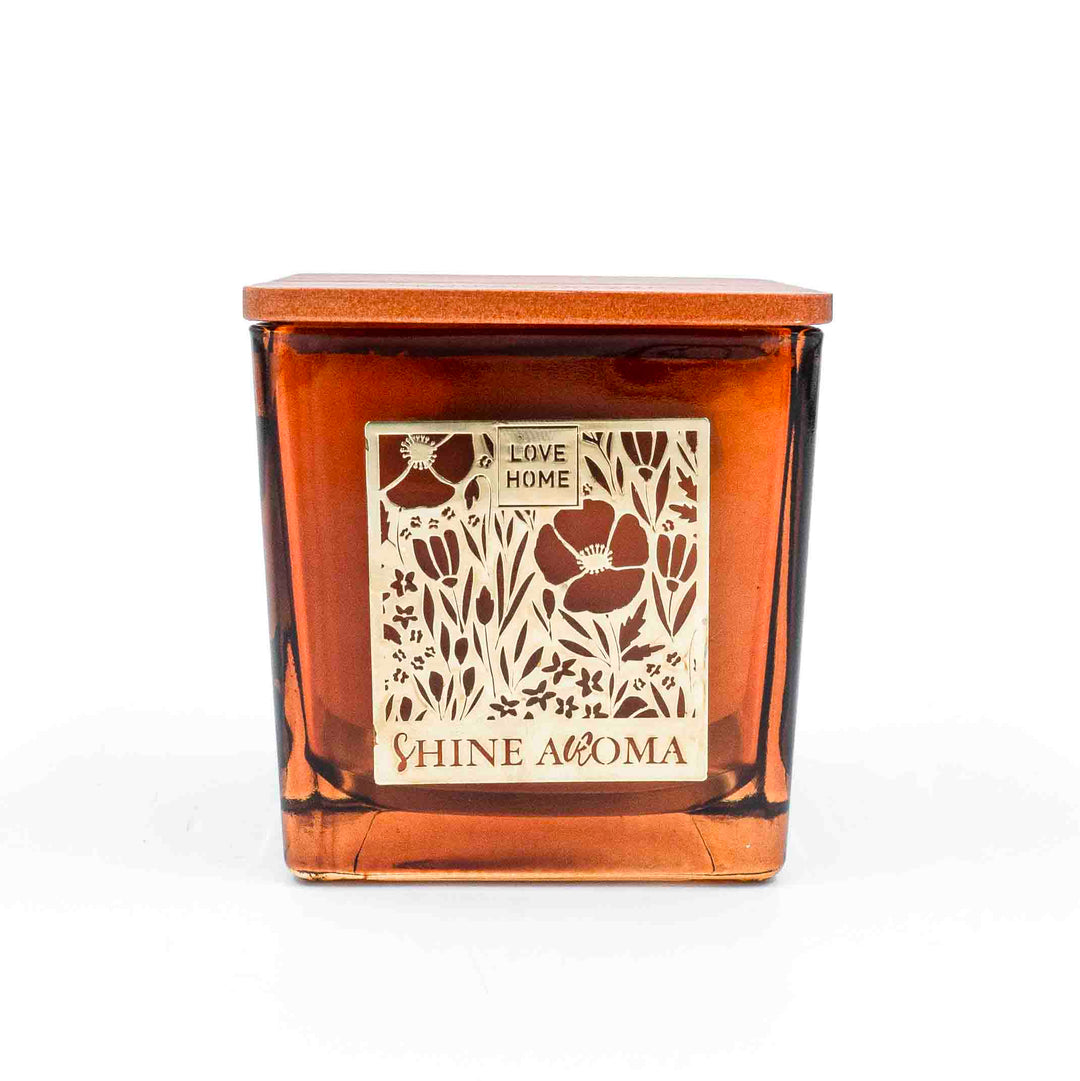 Aarom Block Jar Candle Brown