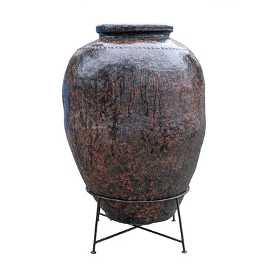 Rustic Terracotta Pot Round With Stand - 3 Feet