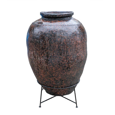 Rustic Terracotta Pot Round With Stand - 3 Feet