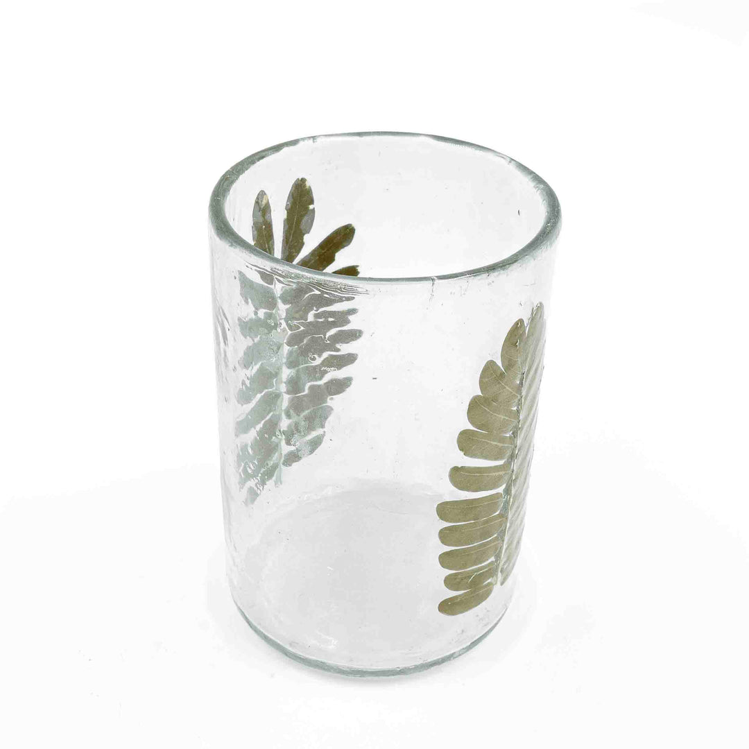 Tumbler Leafy Glass Candle Holder