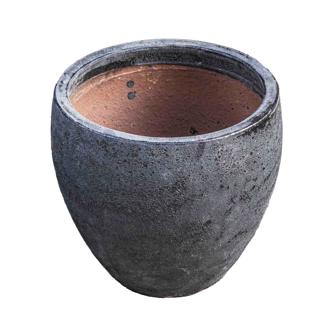 Round Black Ancient Pot