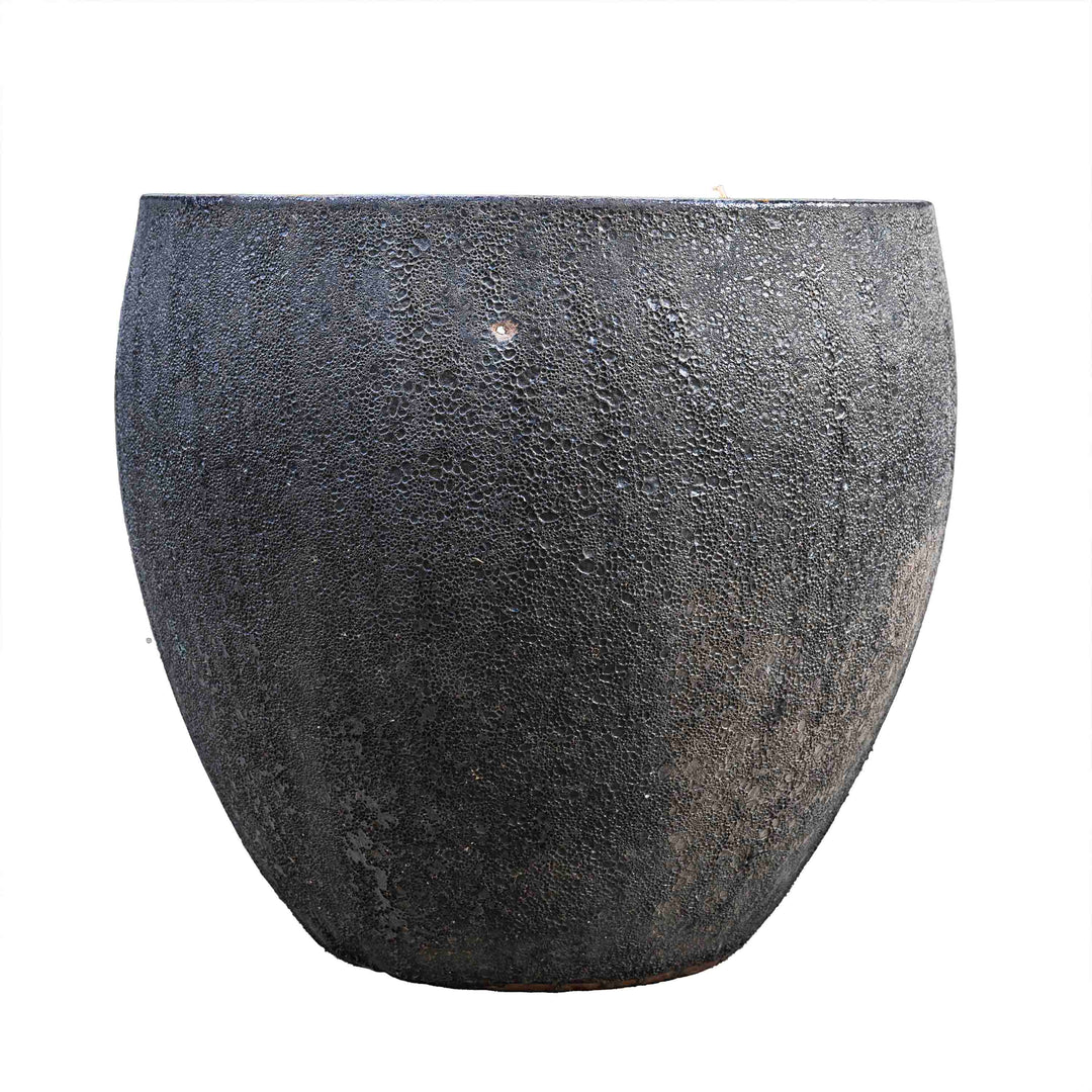 Round Black Ancient Pot