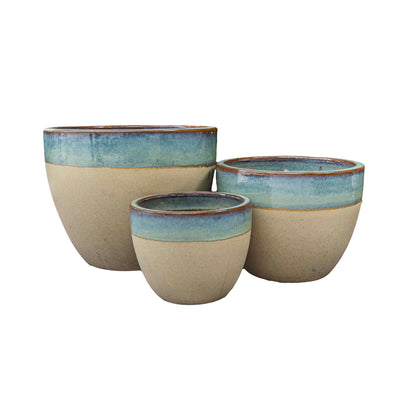 Light Blue Outdoor Glazed Planter