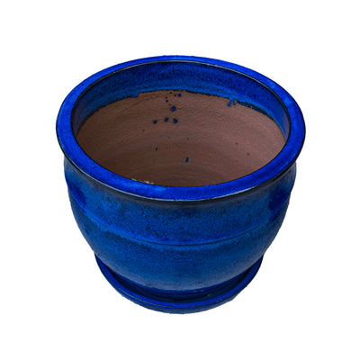 Blue Indoor Glazed Planter with Plate