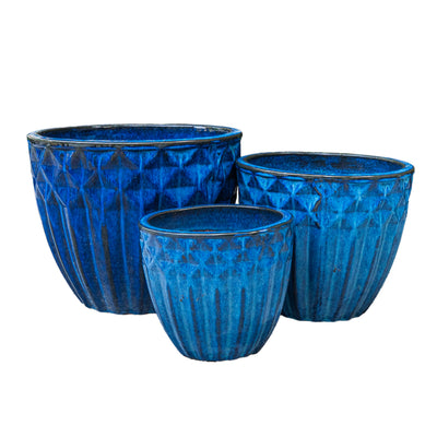 Blue Outdoor Glazed Planter