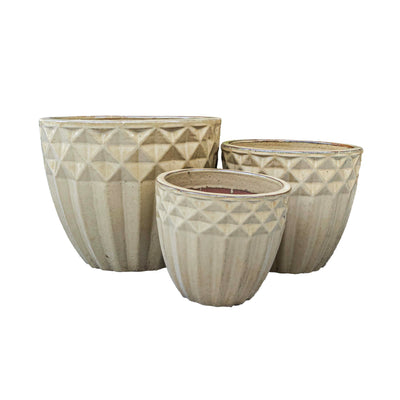 Beige Outdoor Glazed Planter