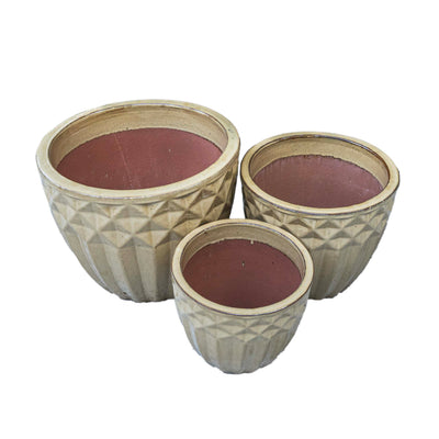 Beige Outdoor Glazed Planter