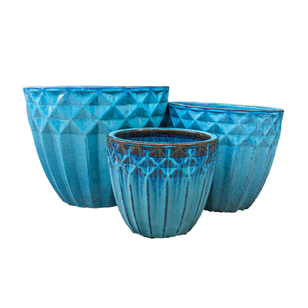 Light Blue Outdoor Glazed Planter