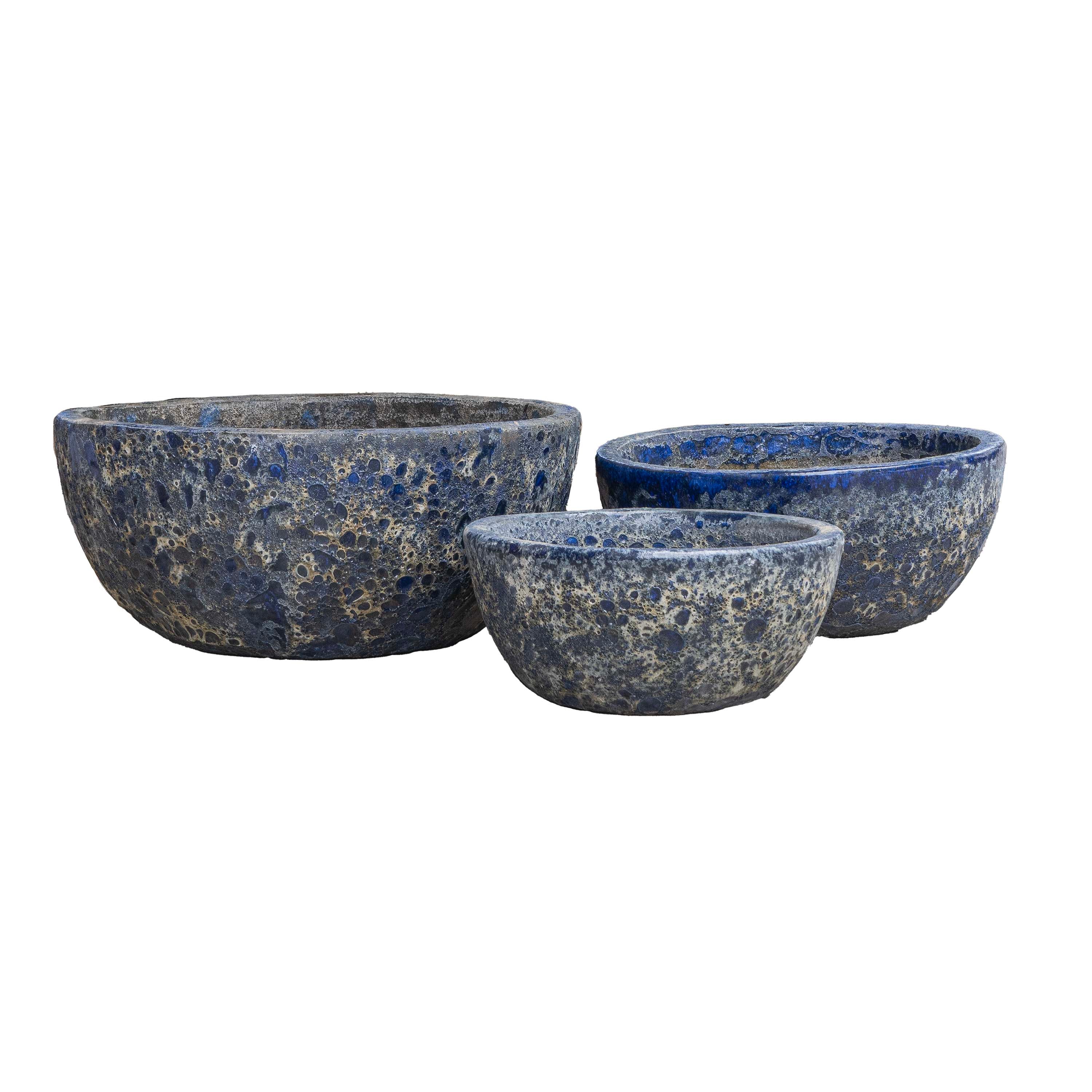 Glaze Bubble Blue Round Pot