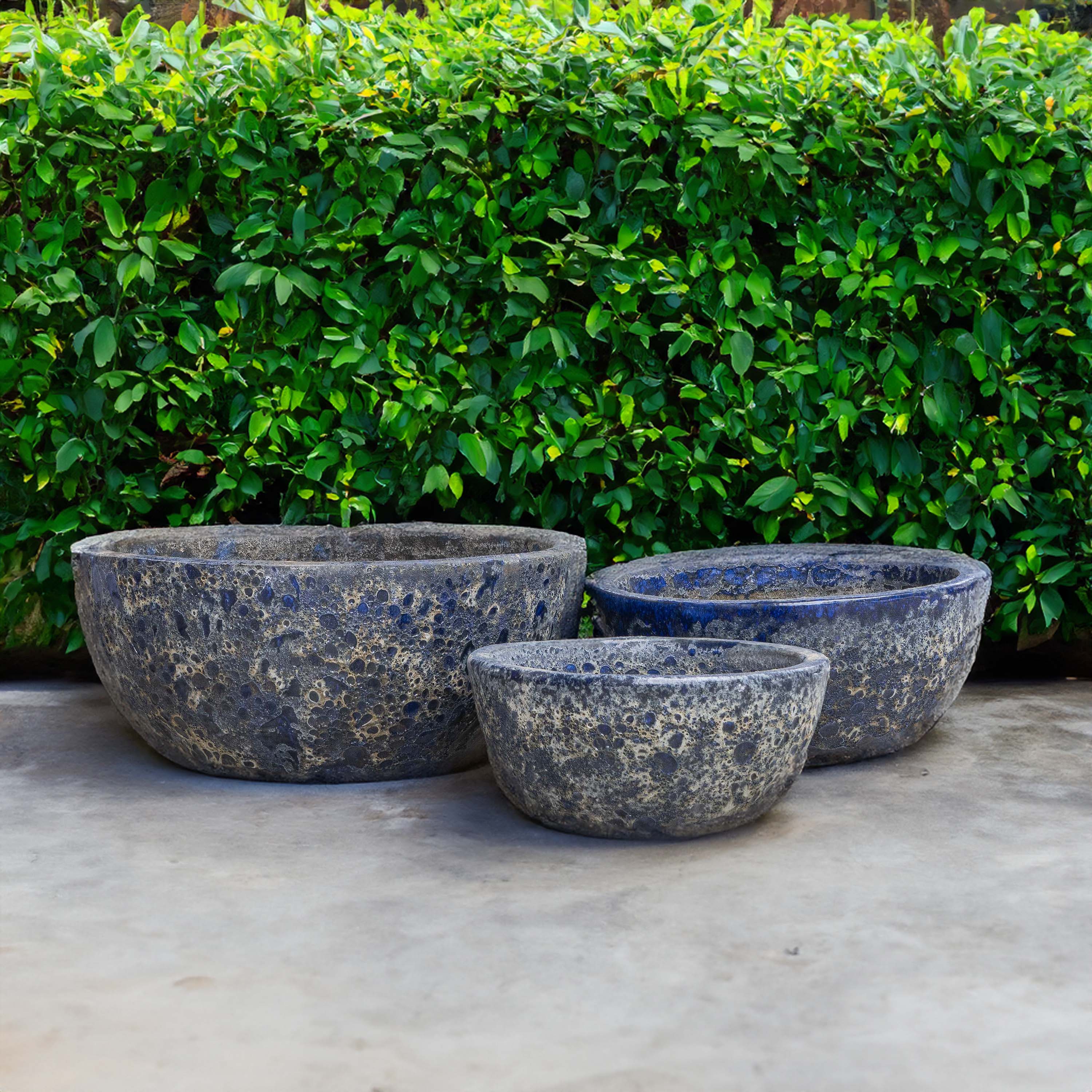 Glaze Bubble Blue Round Pot