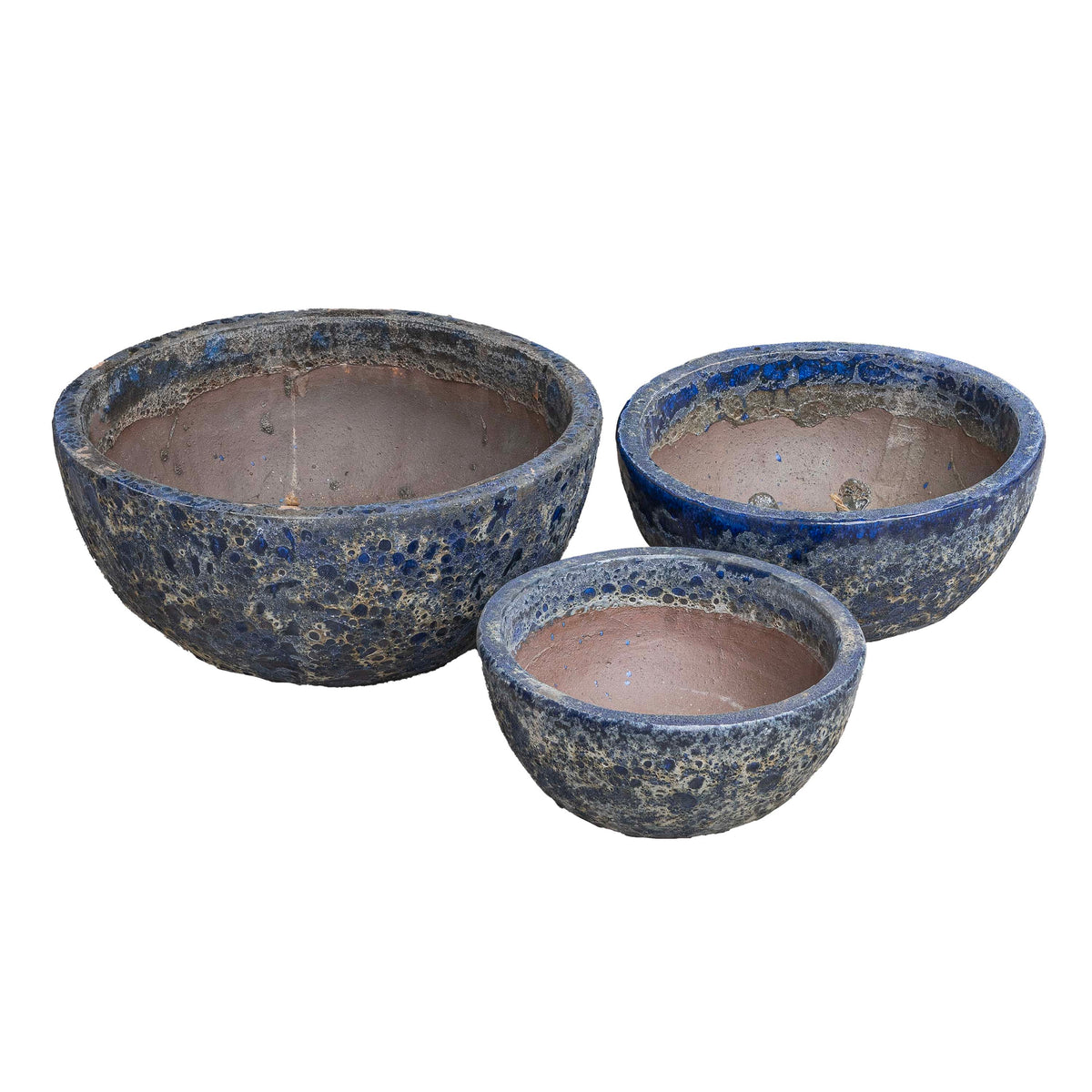Glaze Bubble Blue Round Pot