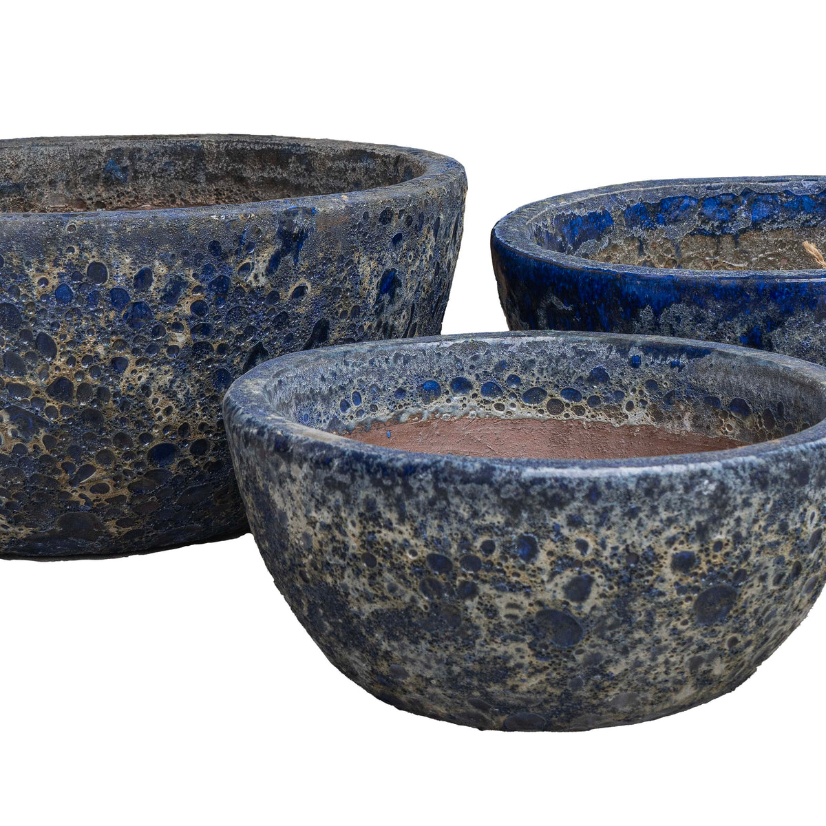 Glaze Bubble Blue Round Pot