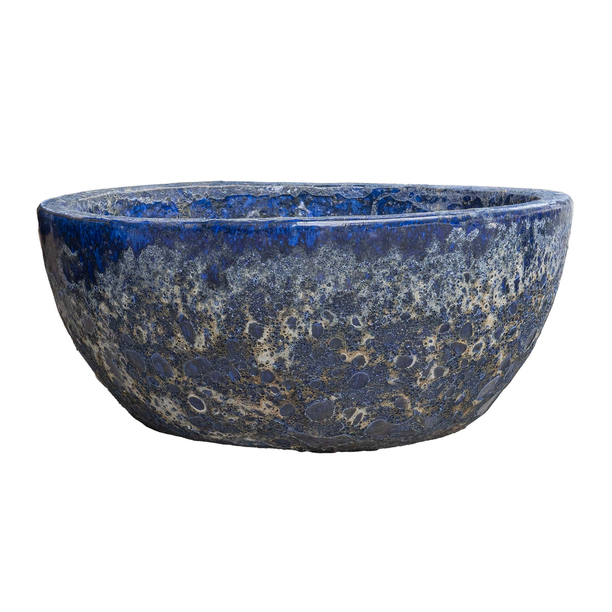 Glaze Bubble Blue Round Pot