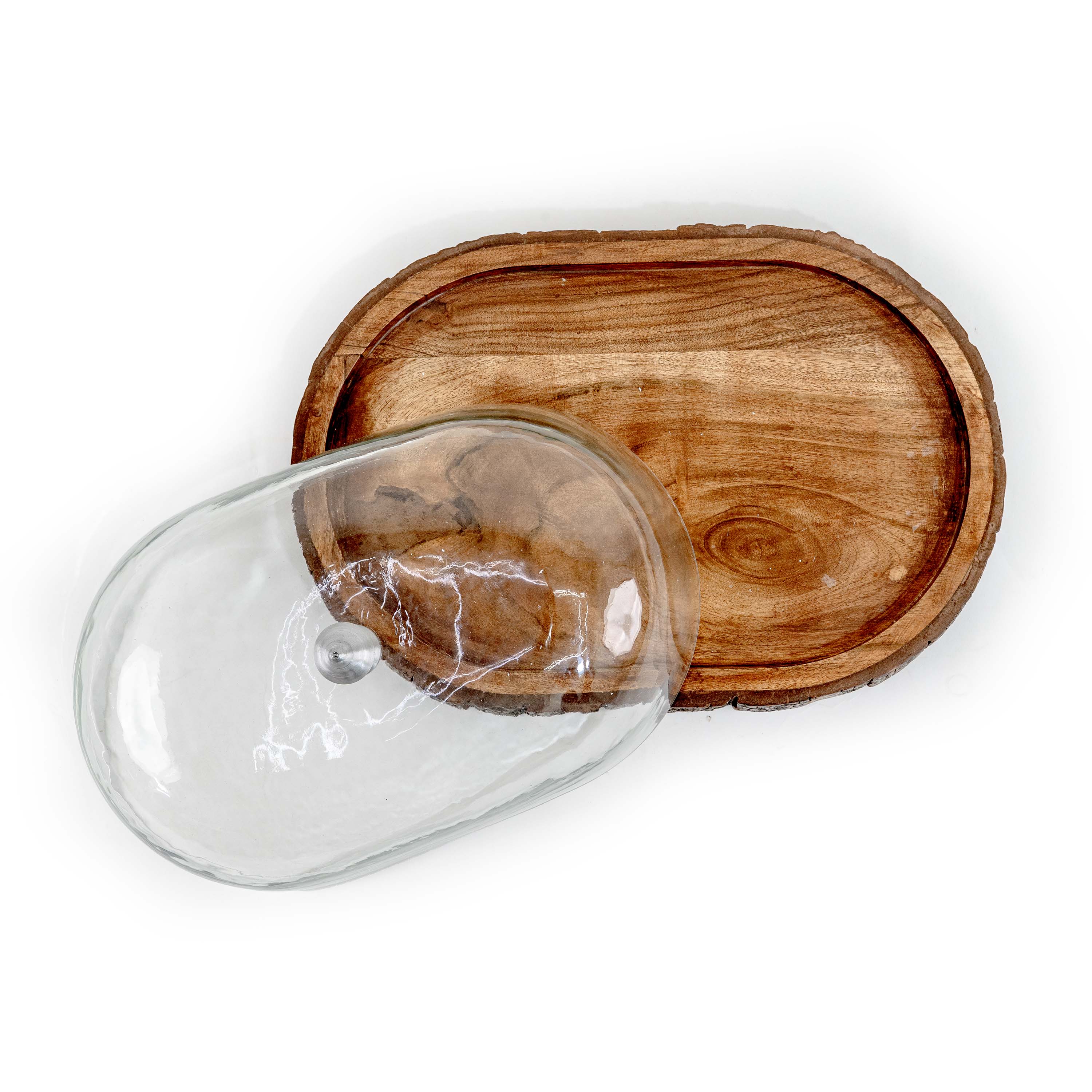 EVARA CAKE STAND WITH GLASS CLOCHE-OVAL