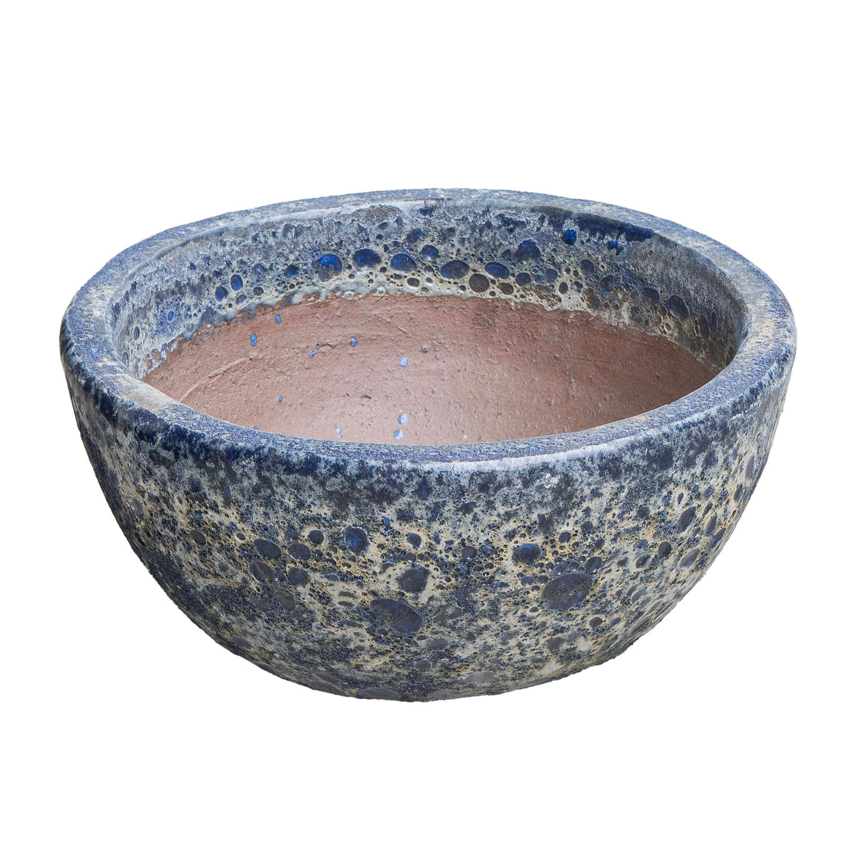 Glaze Bubble Blue Round Pot