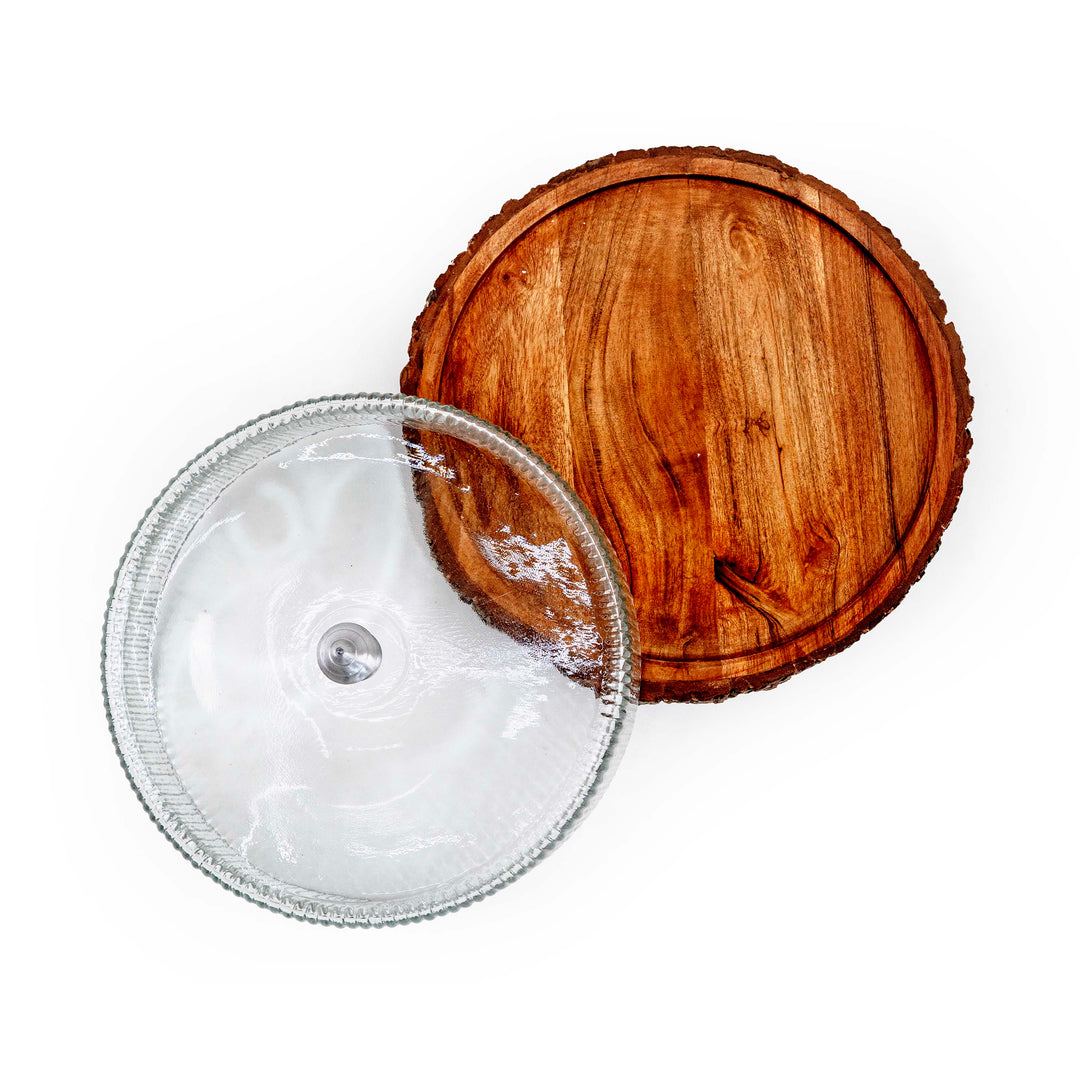 TOSKA CAKE STAND WITH GLASS CLOCHE-ROUND