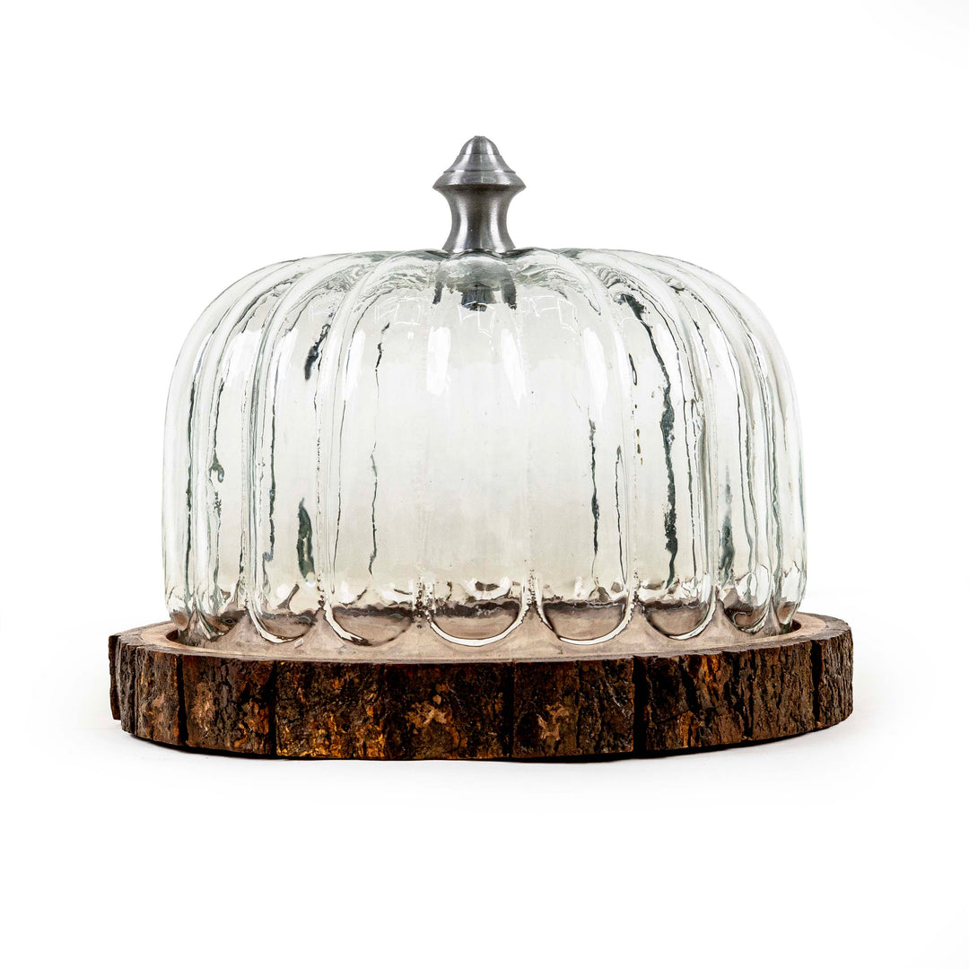 WHIMSY SMALL CAKE STAND WITH GLASS CLOCHE