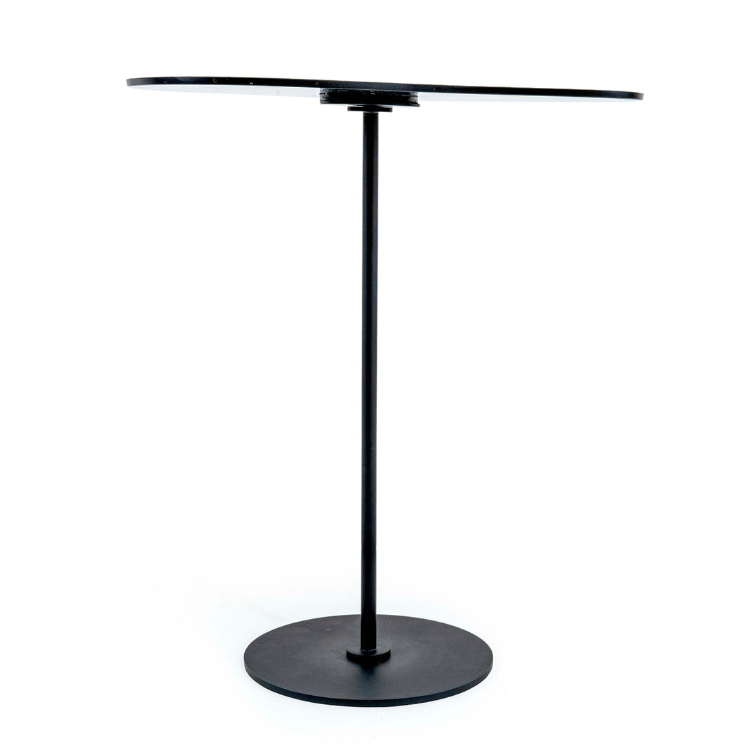 EPIFIN GLASS TOP FREE SHAPE SIDE TABLE WITH METAL STAND