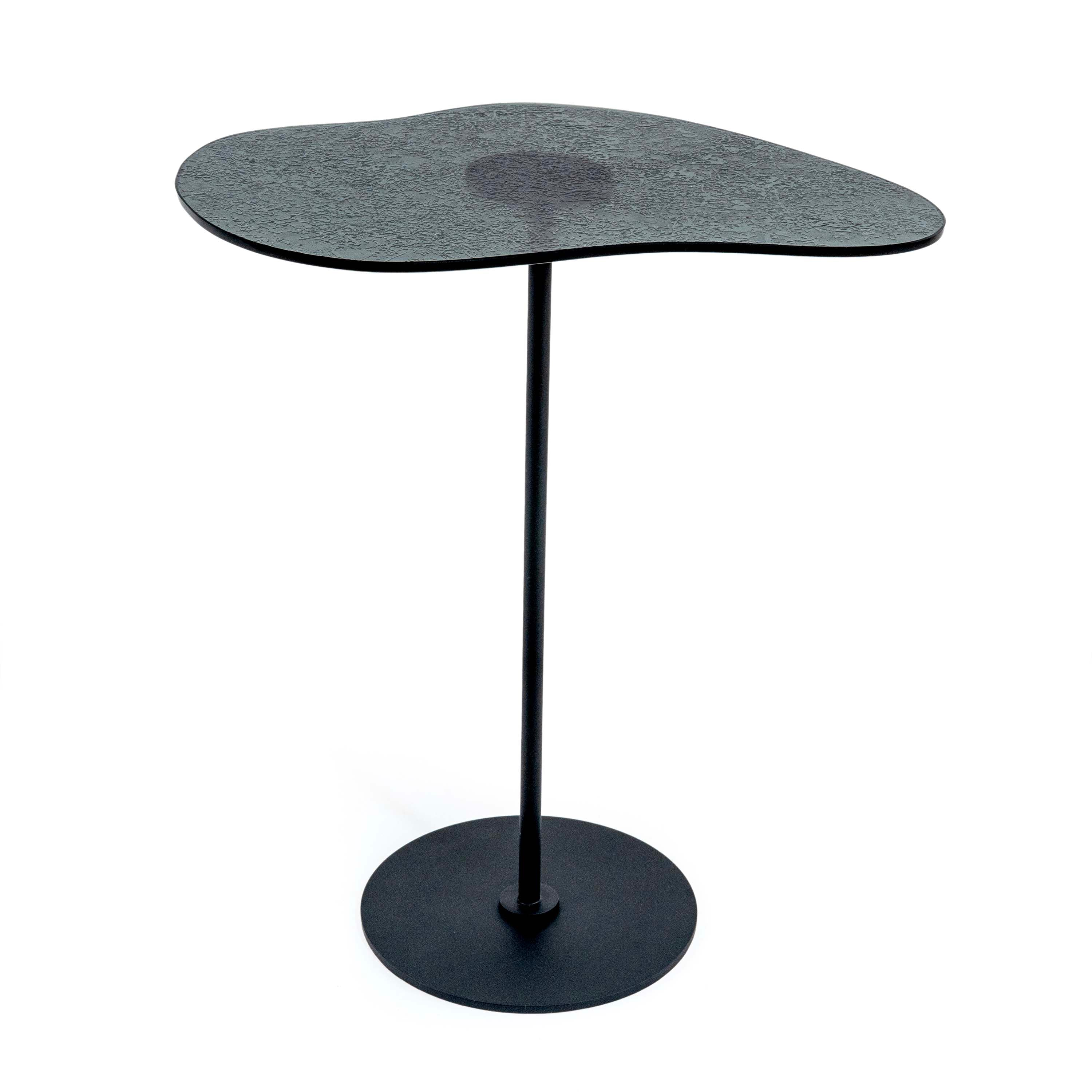 EPIFIN GLASS TOP FREE SHAPE SIDE TABLE WITH METAL STAND